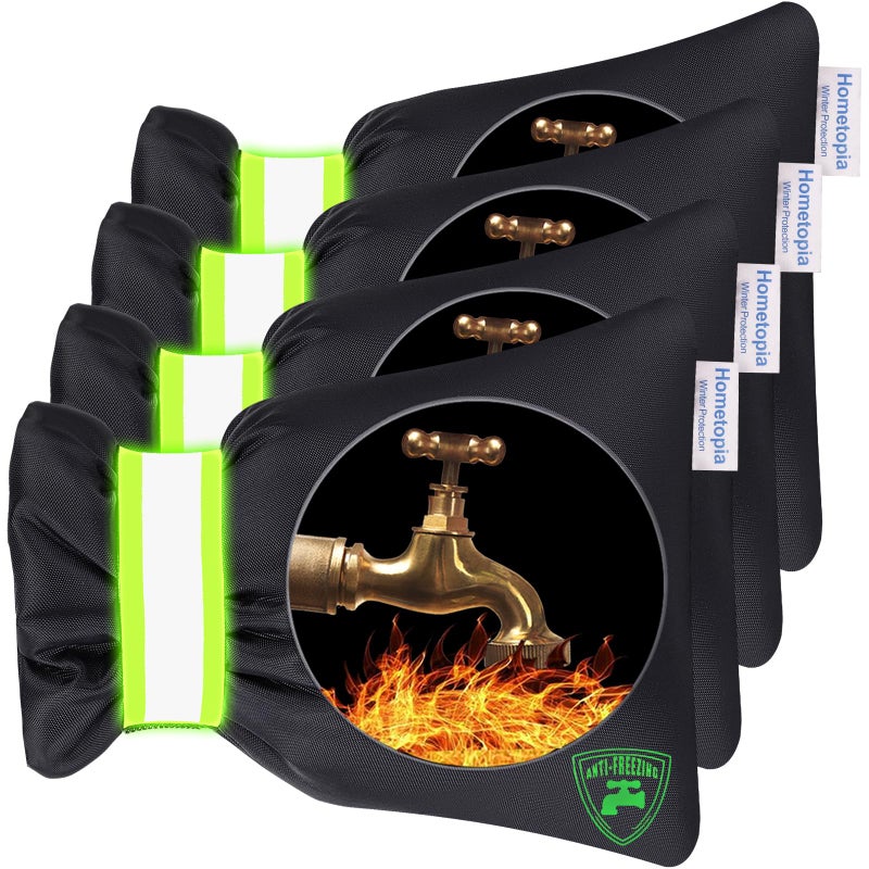 HOMETOPIA 4Pack Outdoor Faucet Covers for Winter - 6.7"" W x 8.3"" H Outside Hose Bib Spigot Covers Protector Socks for Winter Freeze Protection Insulation Reusable Waterproof Insulated backflow Cover,Black - Image 1